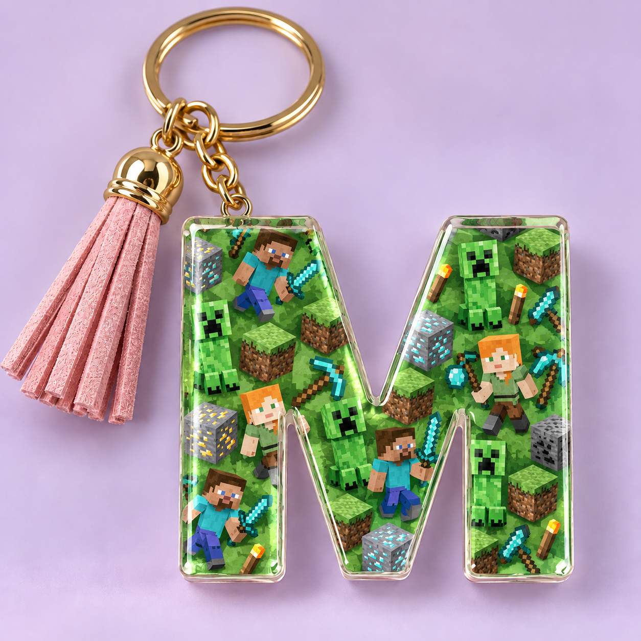 Llavero con estampa de Minecraft